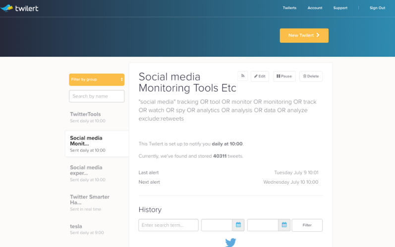 Twilert affordable social media monitoring tool