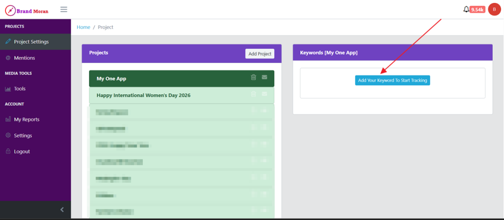 Keyword tracking on Brand Moran Media Monitoring for Conferences
